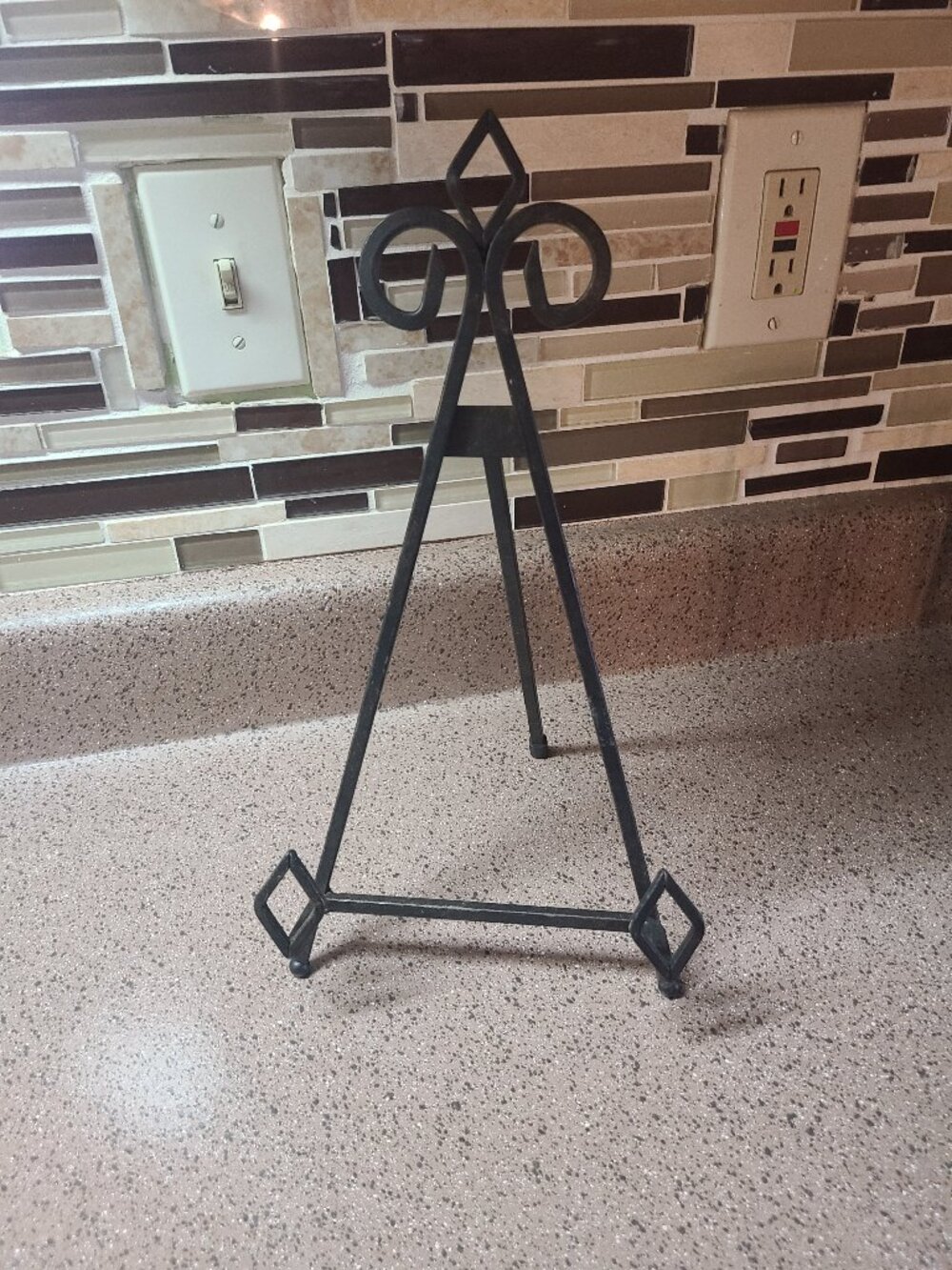 Fleur De Lis Black Wrought Iron Cookbook Stand Easel Book Holder